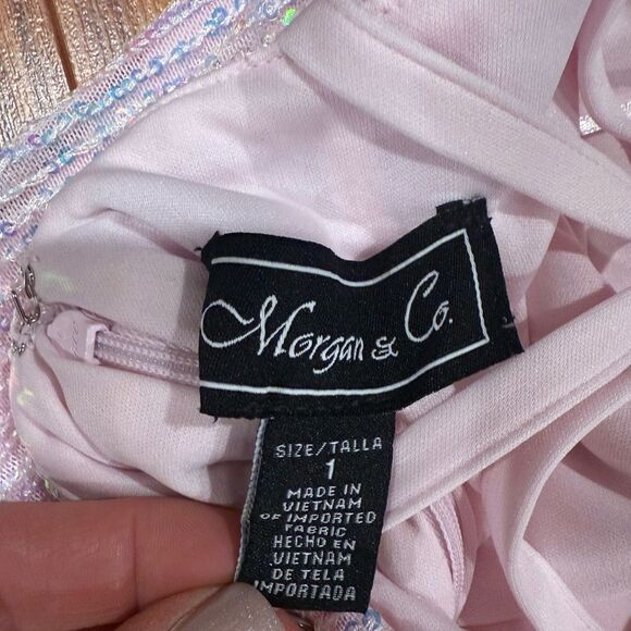 Morgan & Co. Elegant Pink sequin Glitter Evening Dress NWT - Picture 7 of 10